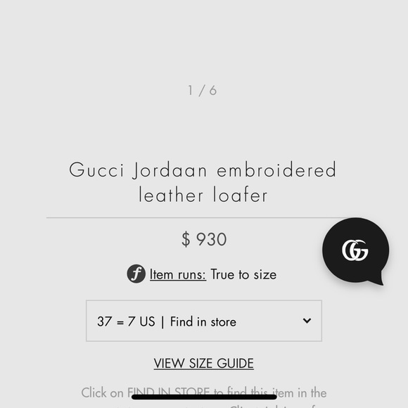Gucci Jordan embroidered leather loafer Size 37 (US 7)